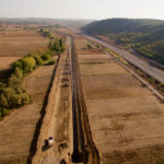 Welded pipes are lowered in, Northern Greece