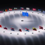 twenty seven european union flags 3d render