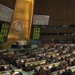 Members of the United Nations General Assembly vote to endorse the Arab League’s plan for Syria’s President Bashar al-Assad to step aside, at the United Nations Headquarters in New York