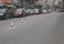 Οδός Κουντουριώτου: Από τους εύκαμπτους (ελαστικούς) οριοδείκτες, στην διαχωριστική νησίδα